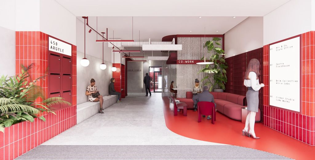 Proposed reception and co-working lounge at 450 Argyle